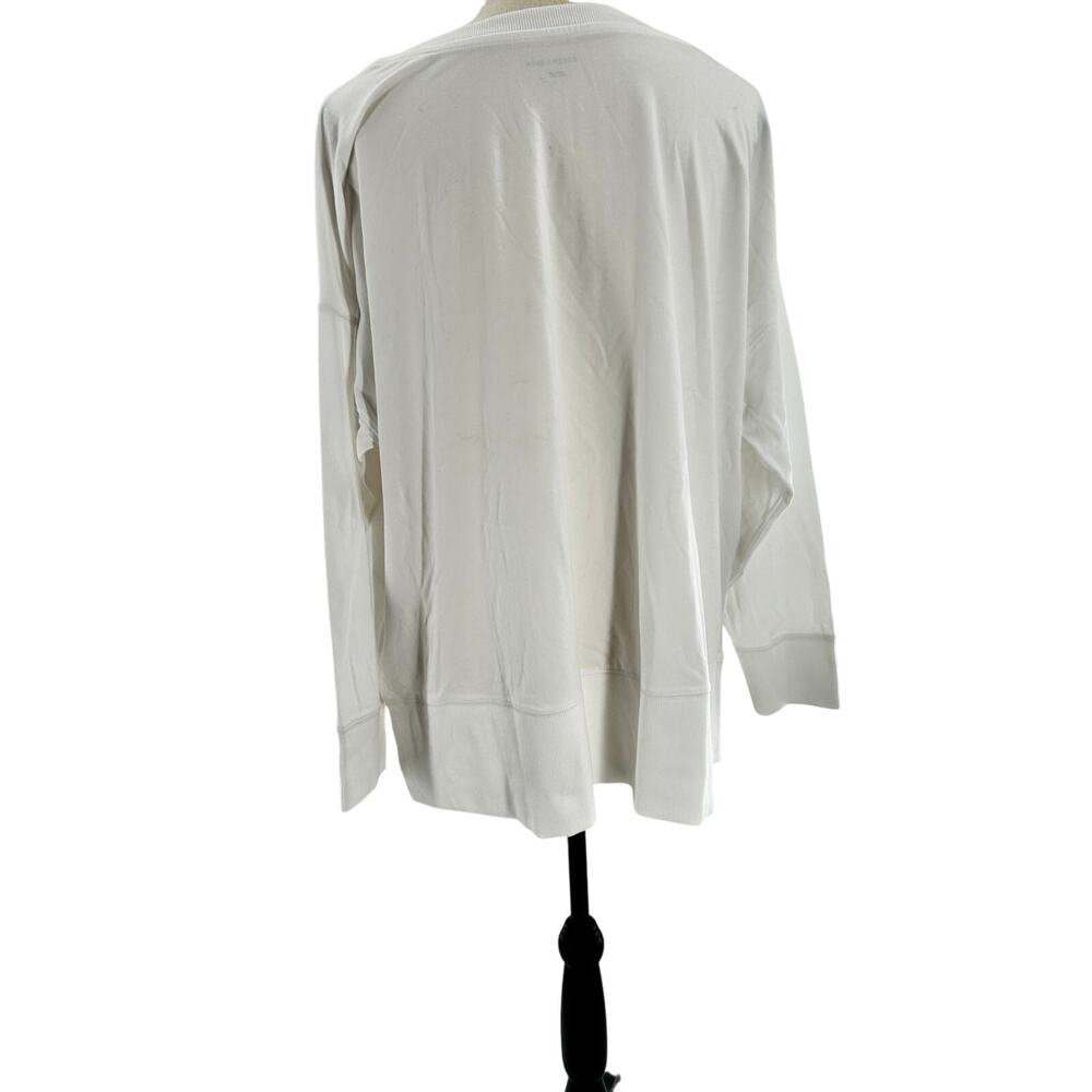Eileen Fisher Crew Neck Stretch Cotton Top 1X XL White Organic Lagenlook - Picture 3 of 5